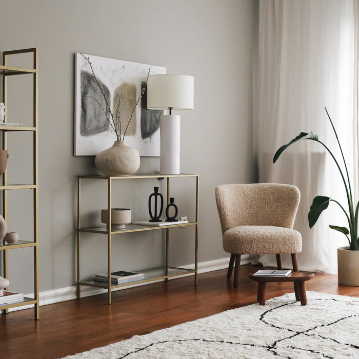 Hanah Home Cómoda D101 Dorada con Cristal Templado